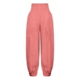 thumbnail image 6 of JGGSPWM Linen Pants for Women Summer High Waisted Pants Smocked Waist Beach Jogger Solid Color Lightweight Casual Pants Pink S, 6 of 6