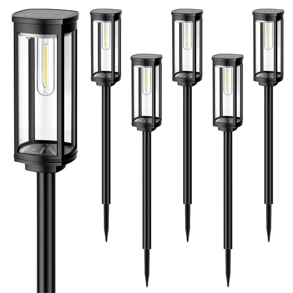 BITPOTT Landscape Solar Lights Outdoor Brightest, 6 Pack, Warm White, IP65
