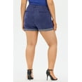 thumbnail image 5 of CASSIE LIZ Plus Size Women's Blue Elastic Waist Shorts 2X Pocket Casual Washed Ripped Roll Cuff Shorts Jeans Summer Shorts Pants 2XL 18W, 5 of 6