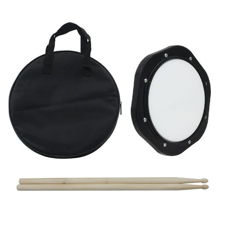 10-Inch Drum Practice Pad with Drumsticks Carrying Bag for