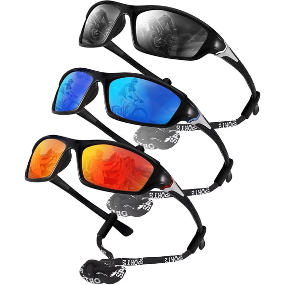 3 Pack Polarized Sunglasses for Men Women Mens Sunglasses Wrap Around UV Protection for Cycling Fishing Driving
