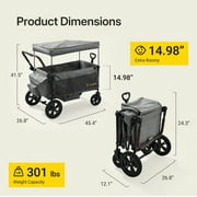 BabyVista Wagon Stroller All-Terrain for 2 Kids with Canopy, Parents Organizer, Adjustable Handlebar, Compact Foldable Baby Stroller Collapsible Toddler Stroller