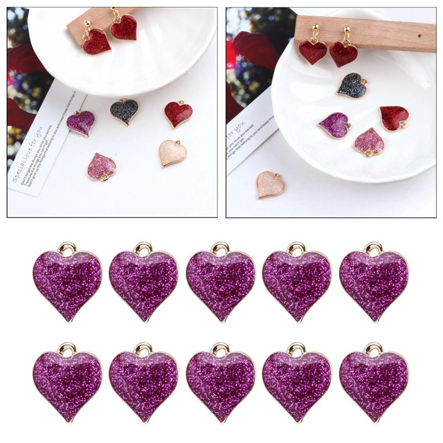 10 Piezas de Aleación de de , Joyería de Bricoje, Colgante, Colr, , Pendientes, Sumi - Rosy Rosado SOLEDAD Colgante de encantos de corazón