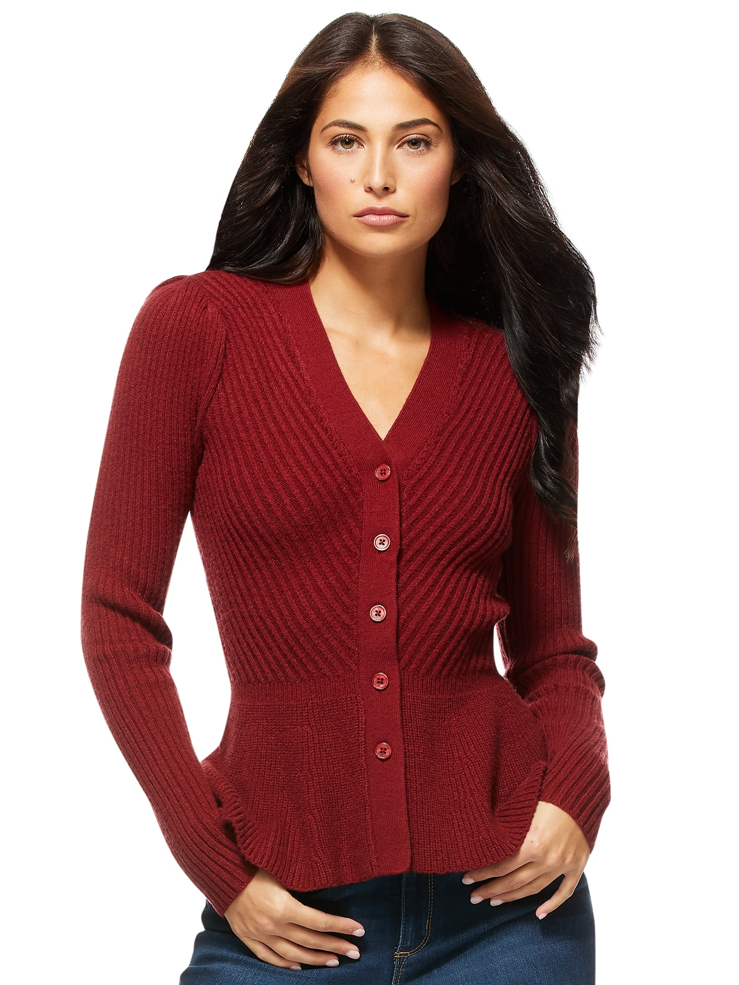 Sofia jeans by sofia vergara women's crewneck peplum sweater Clearance