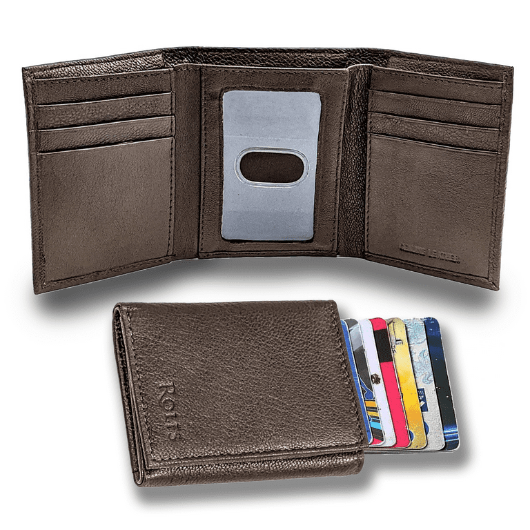 Wise Owl Accessories Genuine Leather Trifold Wallets for Men Travel Slim Front Pocket RFID Blocking Card Wallet