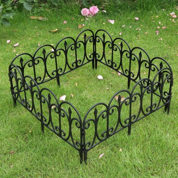 5Pcs Garden Fence Decorative Garden Border Edging Black Plastic Fence Panels for Garden Fence Decoration Lawn Flower Beds and Terrace Fences