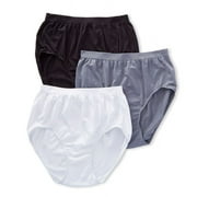 Women's Bali DFAK88 Comfort Revolution Microfiber Brief Panty - 3 Pack (Black/White/Excalibur 8/9)