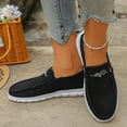 thumbnail image 5 of Women's Canvas Slip-On Loafers with Frayed Edges, Lightweight Comfortable Casual Shoes, Footwear for Everyday Walking and Outdoor Activities Black 42, 5 of 10