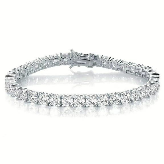 18K White Gold Plated Cubic Zirconia Classic Graduation Tennis Bracelet Simulated Diamonds with for Women Men Girls