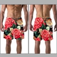 thumbnail image 3 of luoweisi Men's Beach Shorts Quick Dry Swim Trunks with Mesh Lining Rose and Leopard L, 3 of 5