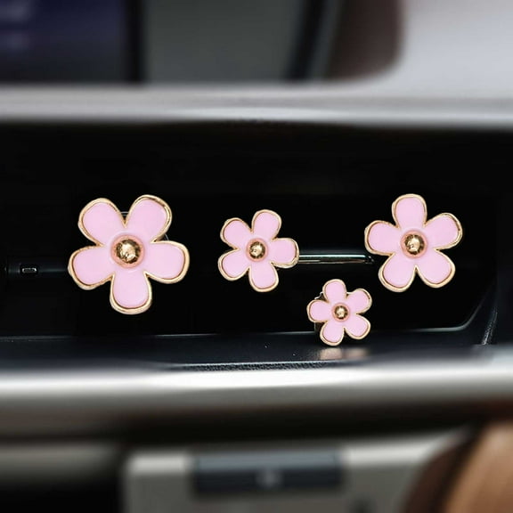 Car Diffuser Clip Fragrance Holder Aromatherapy Oil Scented Flower Design Auto Interior Accessories 4PCS