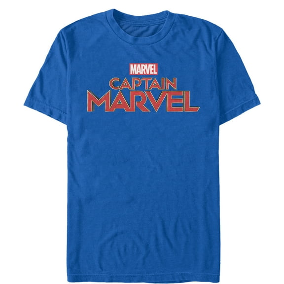 Men's Marvel Captain Marvel Classic Logo Graphic Tee Royal Blue Medium