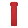 thumbnail image 6 of Meichang Maxi Dresses for Women Summer Short Sleeve Scoop Neck Long Dress Plus Size Loose Fit Solid Tshirt Dresses Beach Vacation Casual Dress, 6 of 7