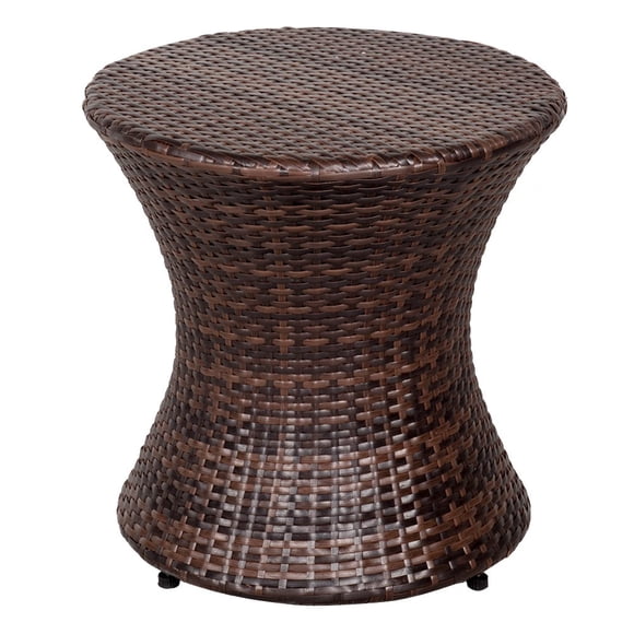 Mesa lateral para exterior Sundale de 51 cm, marrón, ratán, estructura de acero