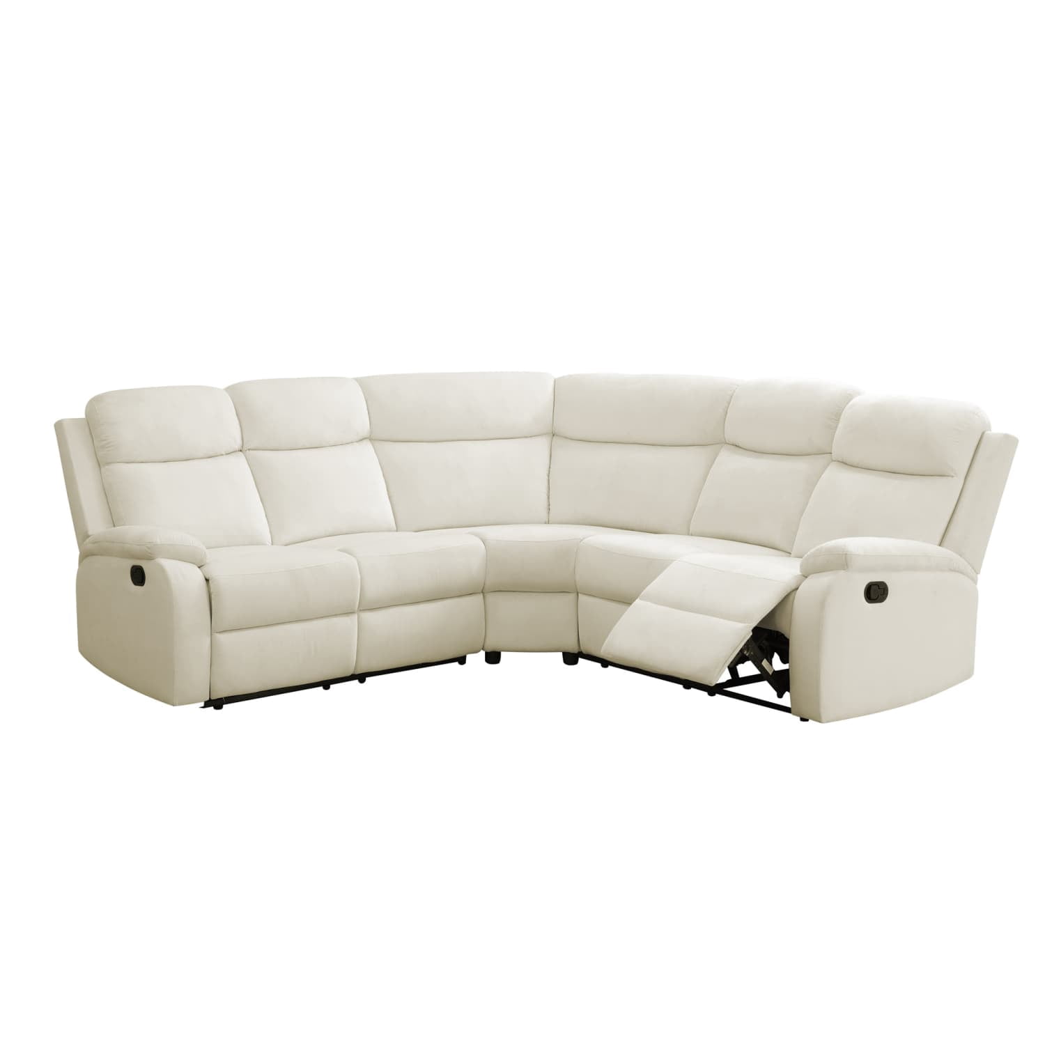 3-Piece Sofa Set Off-White Fluff Fabric Modern Sectional with Adjustable Backrest, High-Density Sponge & Double Spring System for Living Room