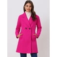 thumbnail image 2 of Abrigos de invierno raglán cruzados con solapa con muesca para mujer Rosa Caliente M, 2 of 6