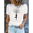 thumbnail image 1 of Camiseta Para Mujer De Verano Cuello RedondoYoga Tree Print Short Sleeve Crew Neck T-shirt, Casual Sports Short Sleeve Crew Neck Summer Top, Women's ClothingFather's Day, Mother's Day, New Year, Spr, 1 of 5