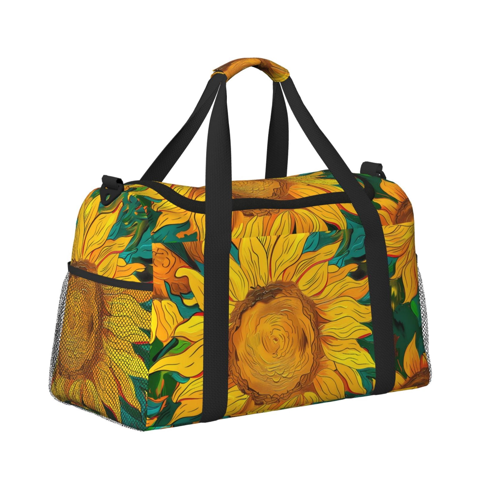 Fuzoiu Vibrant Sunflower Painting Print Travel Duffle Bag,Carry On Tote Bags,Duffel Bag,Sport Gym Bag, Hospital Bag for Labor and Delivery, Overnight Bag,Luggage Bag