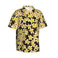 thumbnail image 2 of Yellow Small Flowers Hawaiian Shirts For Men, Summer Short-Sleeve Relaxed-Fit Button-Down Shirts Medium, 2 of 9