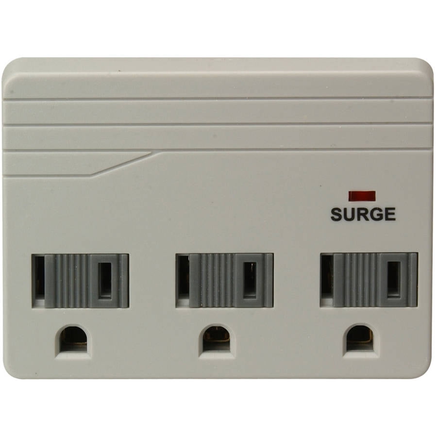 Woods 411048821 3-Outlet 750 Joules Wall Tap Surge Protector Adapter, Light Grey by Woods
