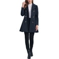 thumbnail image 2 of Abrigo largo de invierno INSPIRE CHIC para mujer, con cuello de solapa y doble botonadura, color azul oscuro, 2 of 6