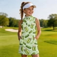 thumbnail image 5 of Gunia Girls Tennis Dress Golf Outfit 1/4 Zip Quick Dry Sleeveless Zip Dress With Playful Print Kids Summer Girl Dress With Stand Collar Comfortable Sundress Green Dress For Girls 4-15 Years, 5 of 6