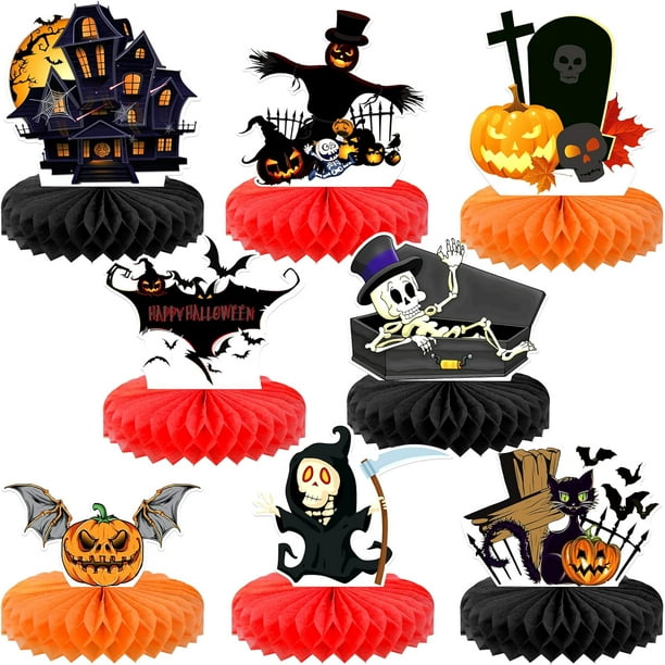 Halloween Table Centerpiece Set of 8 Black and Orange Halloween
