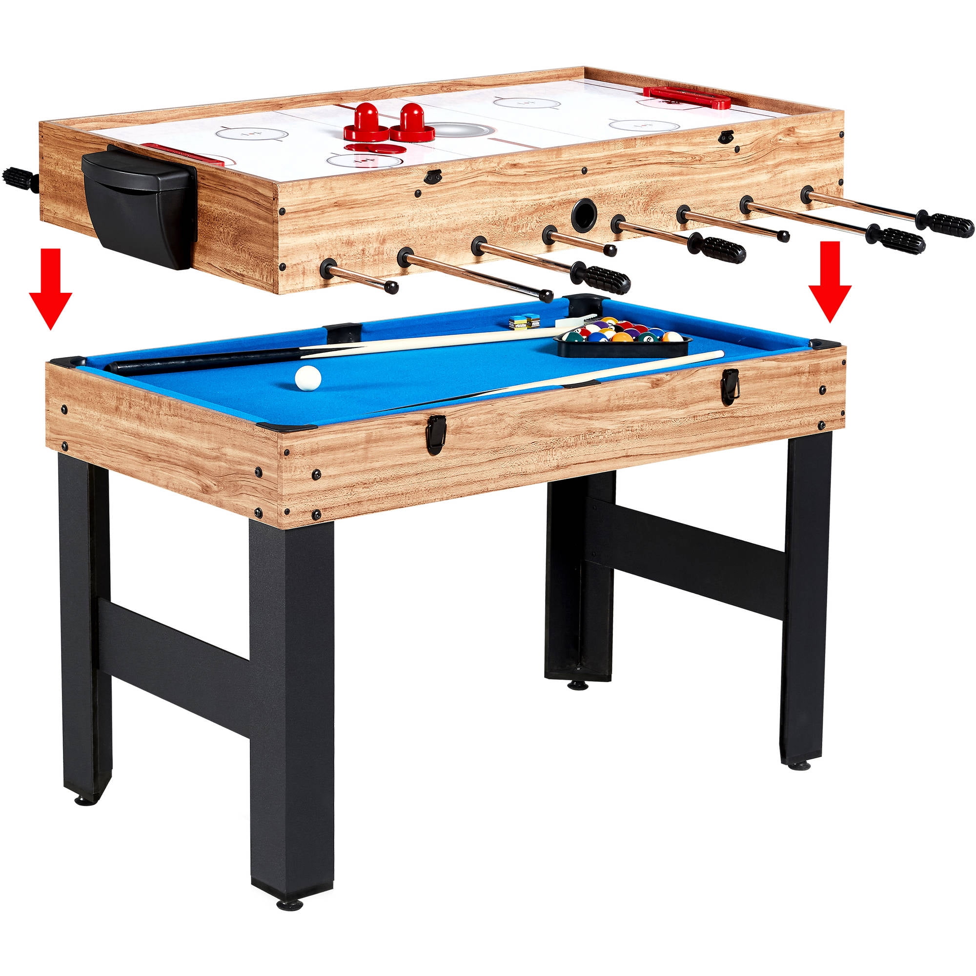 Md Sports 48 Inch 3 In 1 Combo Game Table With Billiards Md Sports 48 Inch 3 In 1 Combo Game Table With Billiards Hockey And Foosball Accessories Included Brown Com