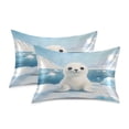 thumbnail image 2 of Haosy Satin Pillowcase for Hair and Skin Standard Cooling Silk Pillow Case with Envelope Closure Baby Seal on Iceberg 20"x40", 2 of 9