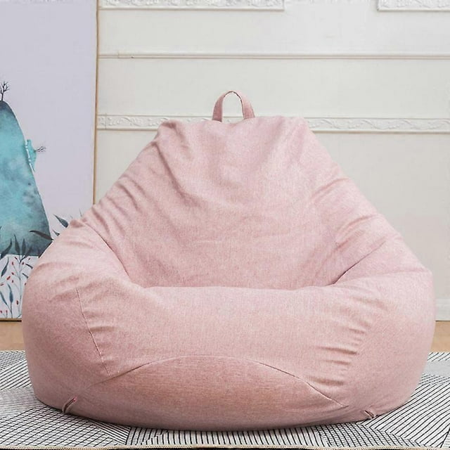 The color is as shown in the main picture 100*120cm Lazy Sofa Cover Chairs without Filler Linen Cloth Lounger Seat Bean Bag Pouf Puff Couch Tatami Living Room Furniture Cover(only Selling Bean Bags)