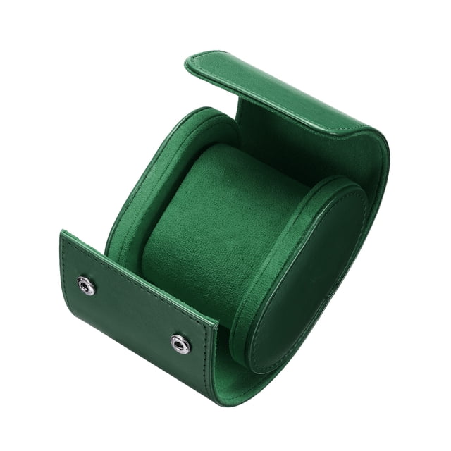 Estuche de viaje para reloj de cuero Caja de reloj individual para hombres y mujeres, 1 ranura, verde