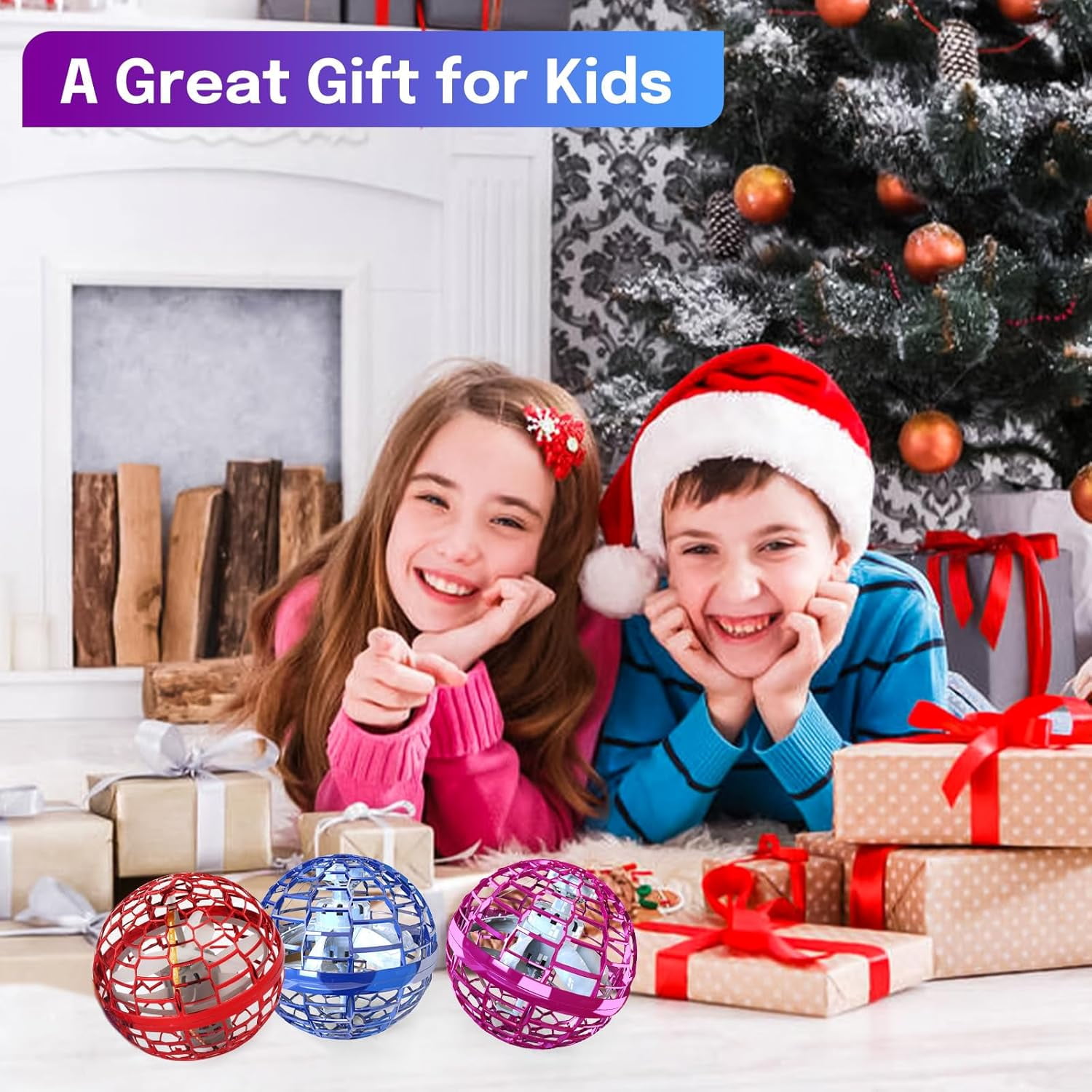 2PCS Flying Orb Ball, Hover Boomerang Ball Fidget Spinner, Flying Spinner Ball Toy with RGB LED Light Mini Hand Ball, Cool Stuff Toys Gift Boys Girls Quick Teens Indoor Outdoor
