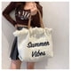 thumbnail image 5 of Bolsa de lona bordados letras mujeres clase compras borla de hombro Tmvgtek Para Estrenar, 5 of 8