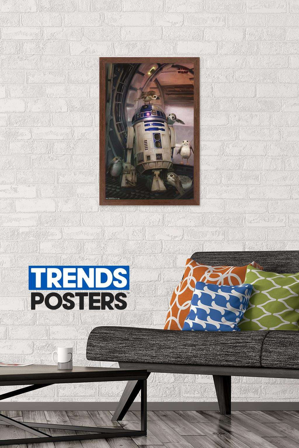 Star Wars: The Last Jedi - Droid And Porg Wall Poster, 14.725" x 22.375", Framed