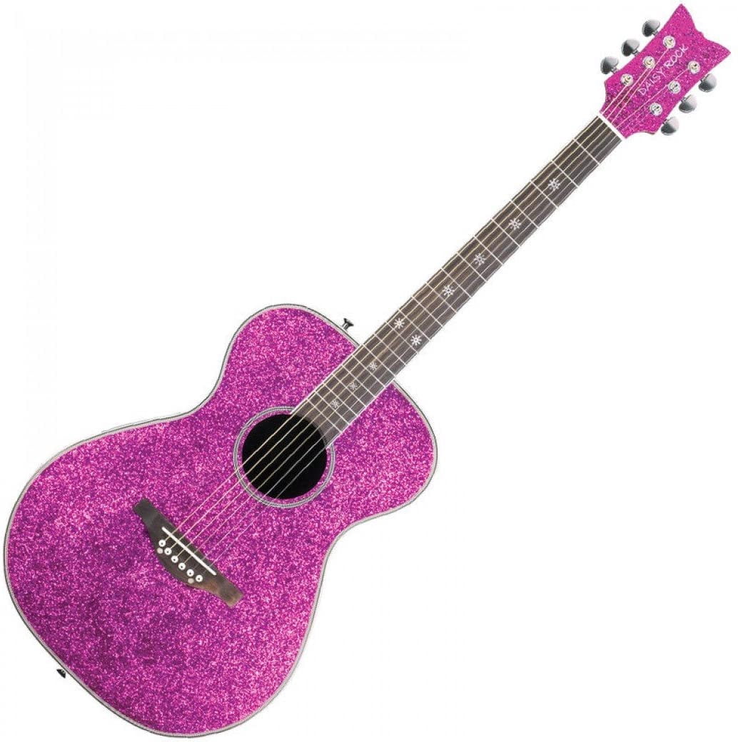 Daisy Rock 6 String Acoustic-Electric Guitar, Pink Sparkle (DR6225