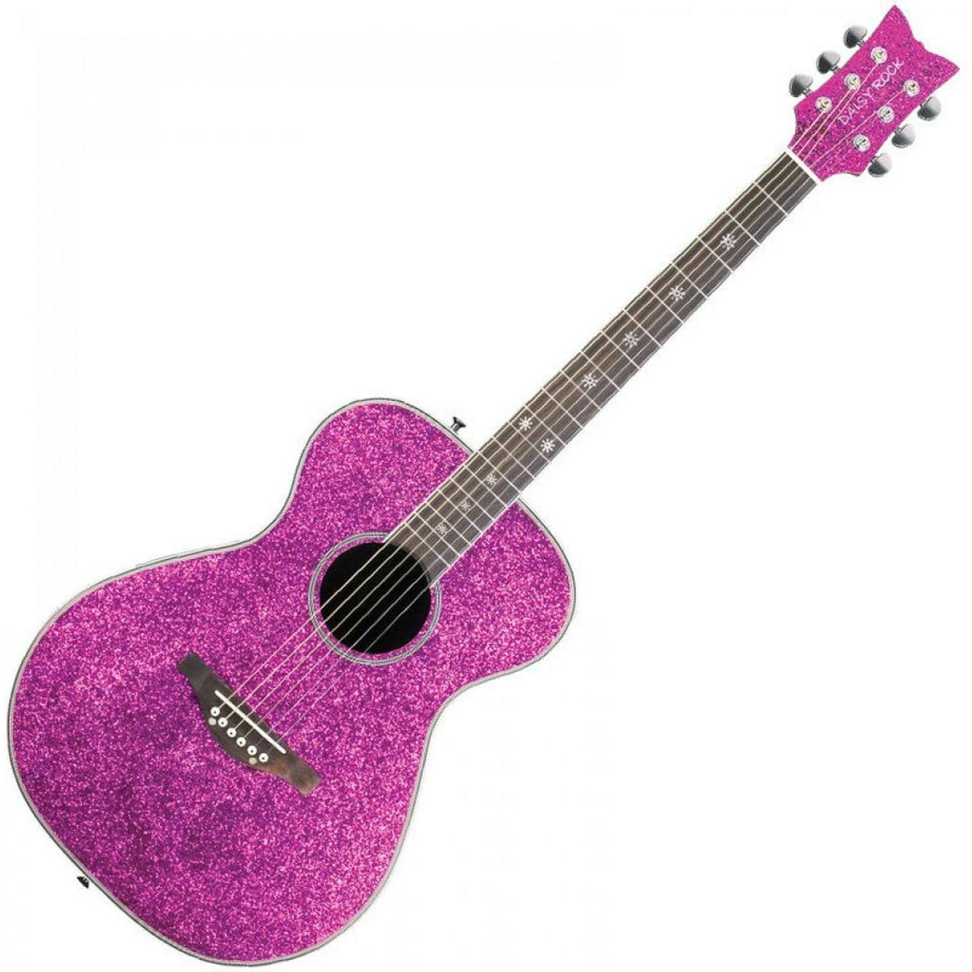 Daisy Rock 6 String Acoustic-Electric Guitar, Pink Sparkle (DR6225