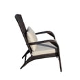 thumbnail image 4 of Gzxs Patio Wicker Chair with Beige Cushions, Outdoor High-Back Chair with Large Seat & Armrests for Deck, Garden & Backyard, Brown, 4 of 10