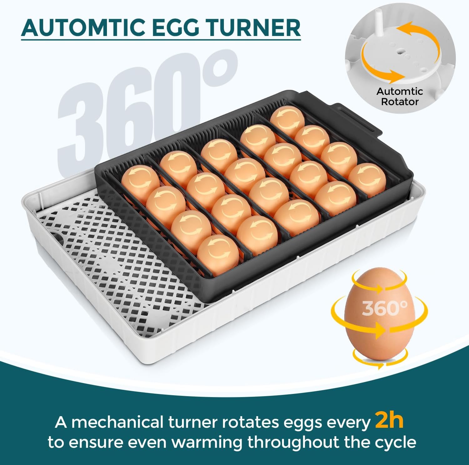 Adnoom Egg Incubator, 15 Eggs Automatic Incubator with Temperature Control and Automatic Egg Turning Function for Hatching Chickens, Ducks, Quails, and Birds, the Best Choice for Children's Gifts