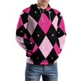 thumbnail image 5 of Pink Black Diamond Pattern Textured Background 3D Print Hoodie Men Women Autumn Thin Pullover Sweatshirt Vintage Streetwear Tops, 5 of 6
