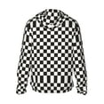 thumbnail image 2 of Goofa Black and White Checkerboard Printed Women's UPF 50+ Sun Protection Hoodie Jacket Lightweight Long Sleeve Sun Shirt for Women with Pocket Hiking Outdoor-, 2 of 9