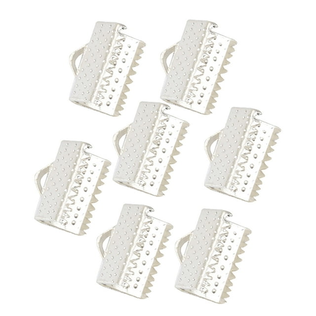 OULII 100PCS Silver Cord Ends for Jewelry Making Crimp End Clamps Craft Supplies