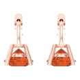 thumbnail image 4 of 1 Ct Round Cut Drop Dangle Red Crystal 14K Rose Solid Gold Everyday Dainty Earrings Lever Back, 4 of 7