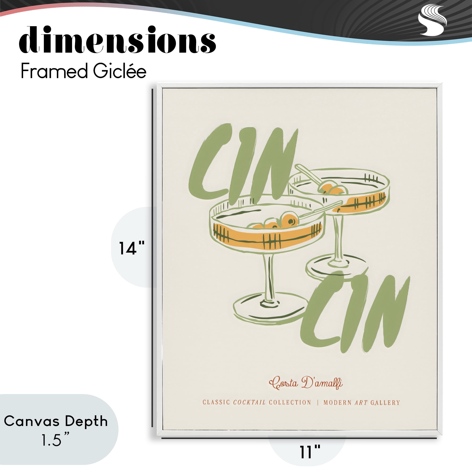 Stupell Industries Cin Cin Amalfi Cocktail White Framed Giclee Art, design by The Prints Vibe