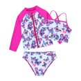 thumbnail image 3 of YONGHS Girls 3 Piece Rash Guard Tankini Set Floral Bikini with Long Sleeve Zip Shirt Swimwear Bathing Suit Butterfly 8, 3 of 7