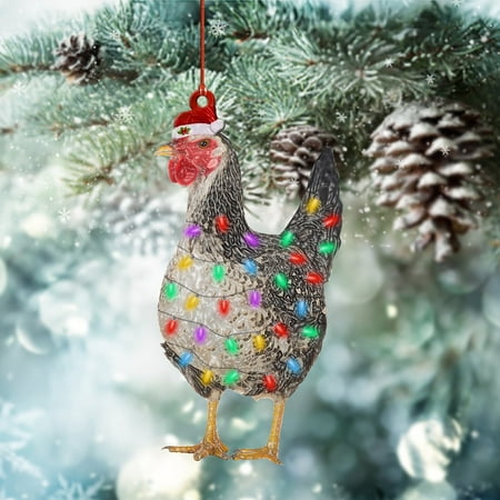 

〖CFXNMZGR〗Holiday Decor Christmas Chicken Acrylic Decorations 2022 Christmas Tree Decorations With Christmas Scarf Chicken Christmas Decorations Pendant