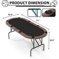 thumbnail image 2 of 8 Player Oval Poker Game Table, 71" Poker Tables with Collapsible Legs, Padded Rails & Cup Holders, Portable Poker Table for Texas Holdem Poker and Blackjack, Brown, 2 of 8