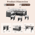 thumbnail image 3 of AECOJOY Ensemble de Mobilier de Patio 7 Pcs Ensemble de Salle à Manger d'Extérieur en Rotin PE Canapé Sectionnel avec Table Ensemble de Conversation de Patio en Gris Pâle, 3 of 6