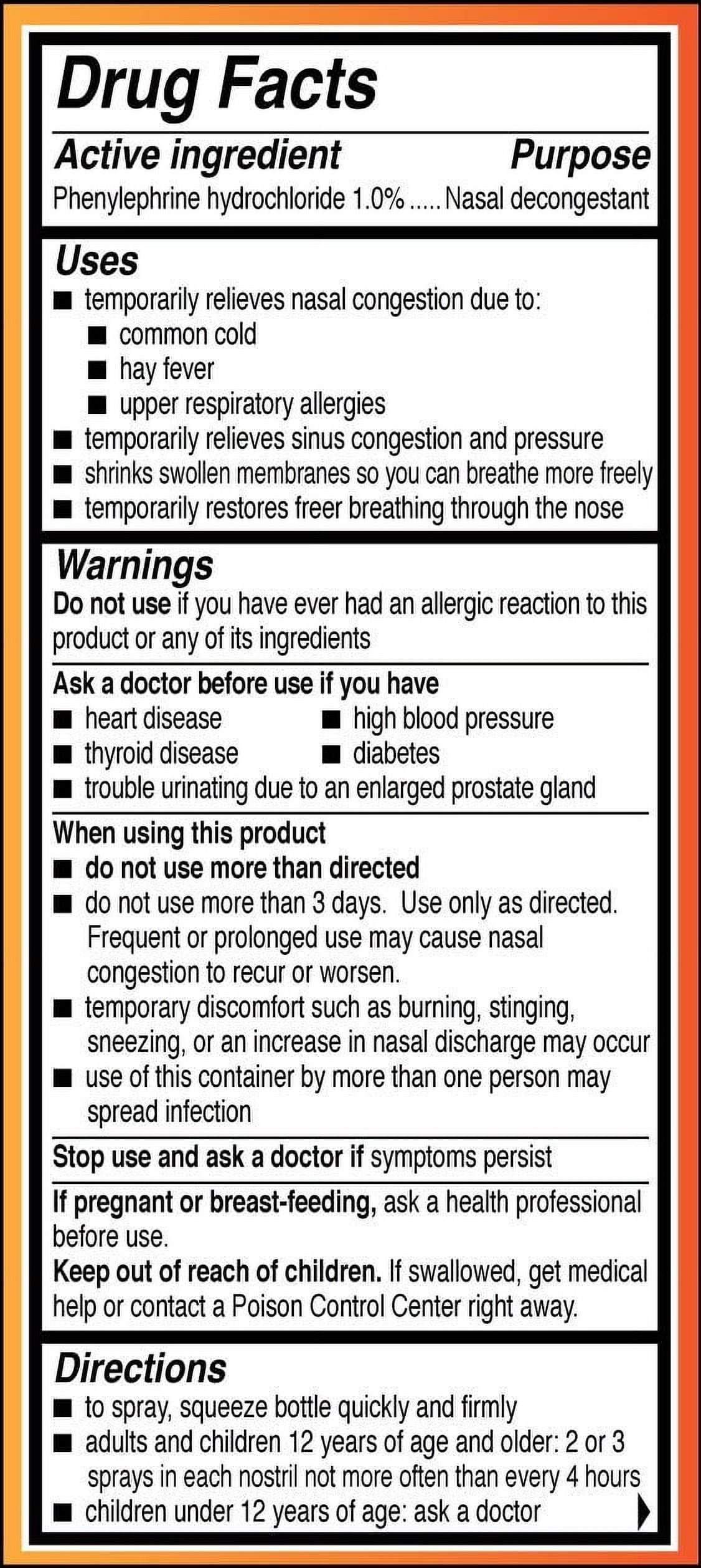Neo-Synephrine Cold & Sinus Extra Strength Spray 0.50 oz (Pack of 4)