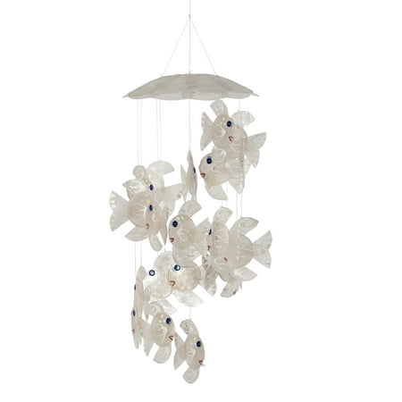 Spiral Wind Sculpture - White Fish Spiral Capiz Chime 13