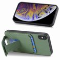 thumbnail image 3 of Case for iPhone XS Max with Hidden Kickstand, Carbon Fiber Texture Wallet Case with Card Holder for iPhone XS Max Magnetic Car Mount Shockproof Military Grade Protection Cover, Green, 3 of 10